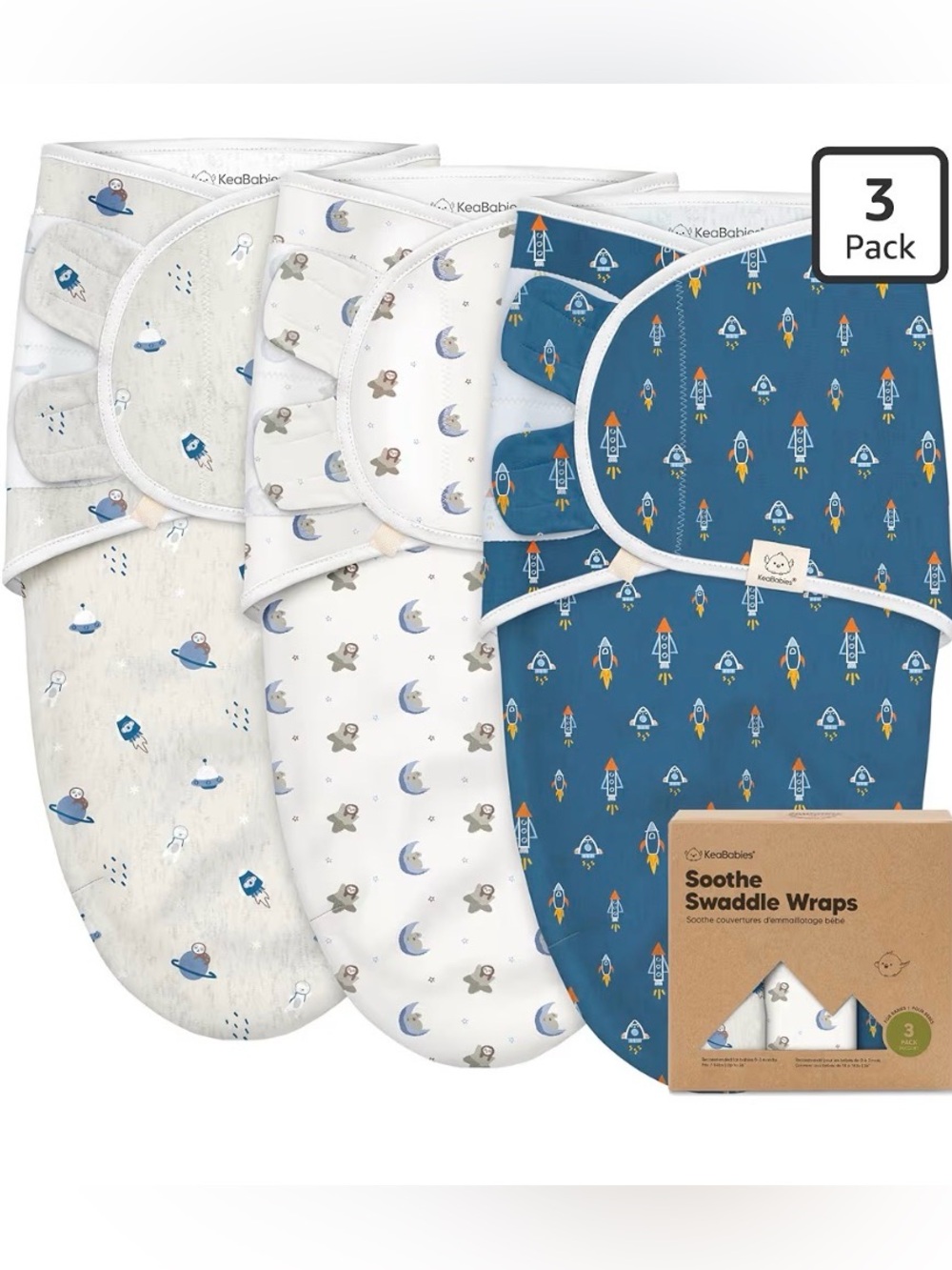 3-Pack Organic Baby Swaddle Sleep Sacks - Swaddles for Newborns, Infant 0-3 Mnts